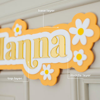 Acrylic Name In 3 Layers With Flowers