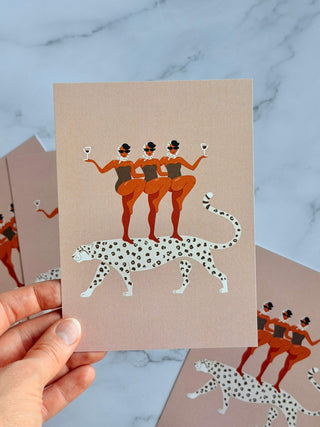 postcard Leopard ladies wine club